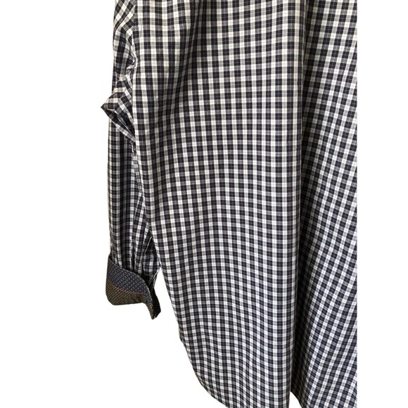 Jeff Banks Mens Blue Plaid Long-Sleeve Reverse Cuff Button-Down Shirt Size - XXL - Picture 5 of 7